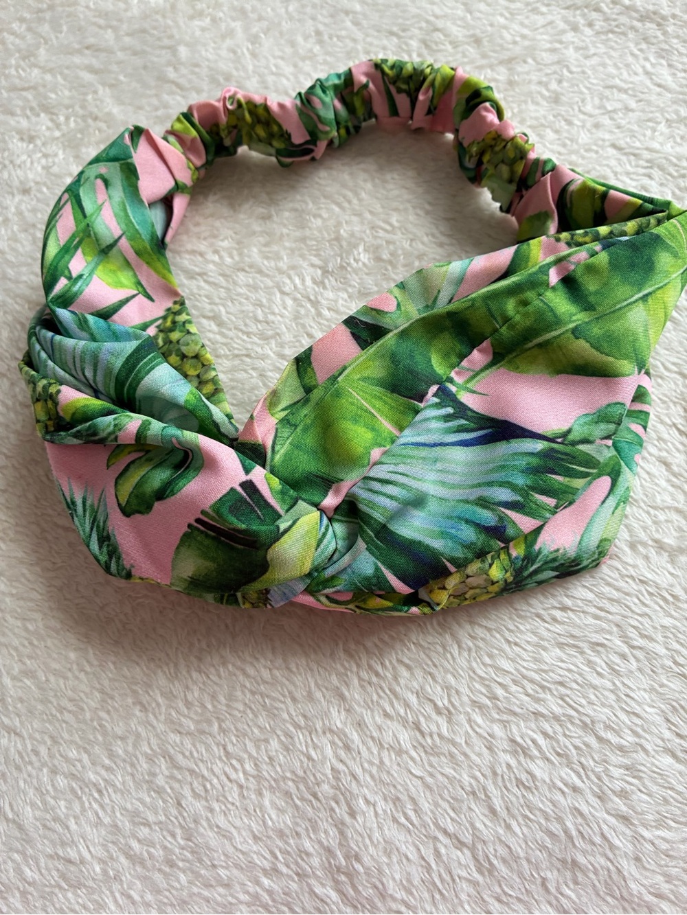 Tropical Leaf Pink Twist Headband